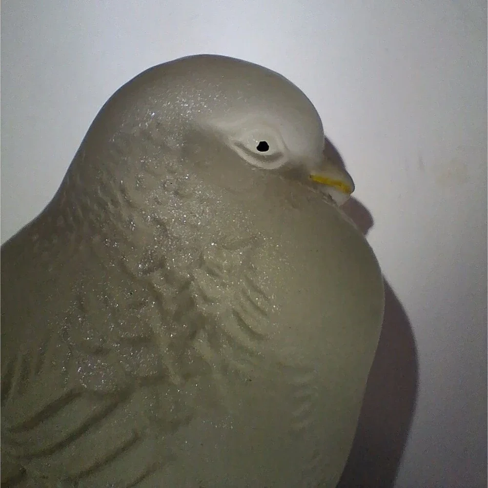 VTG Frosted Glass Bird Figurines Set of 4 Dove Sparrow Pigeon Art Glass 1960-80s